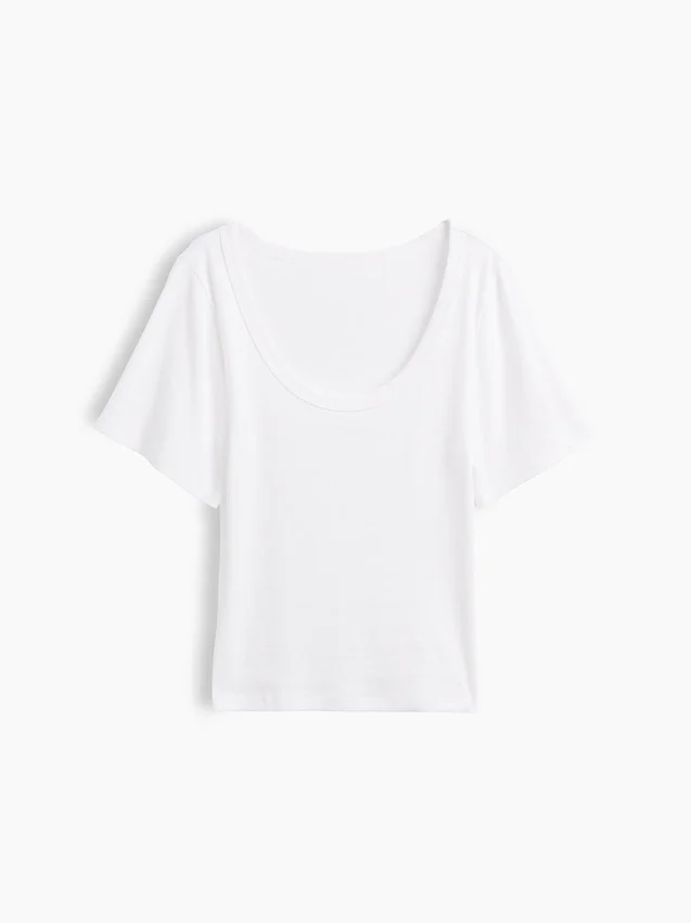 T-shirt με στρογγυλό λαιμό και ραβδώσεις