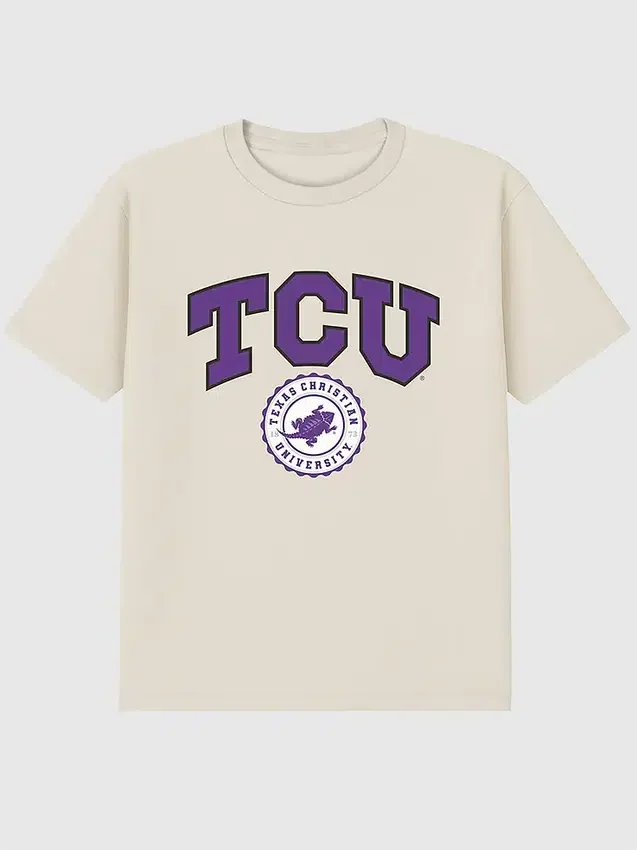 T-shirt με το σκοτεινό γραφικό της πανεπιστημιακής σφραγίδας του TCU (Texas Christian University)
