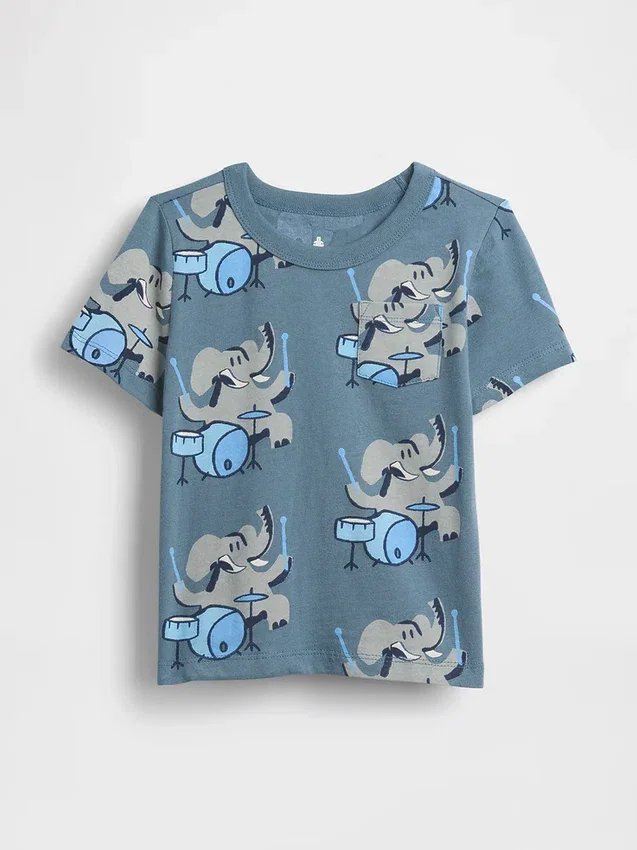 Τ-shirt με τσέπη για βρέφη & νήπια, σε συνδυασμό χρωμάτων