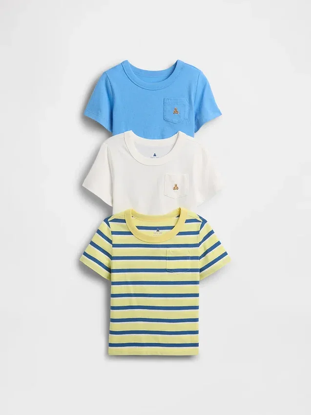 T-shirt με τσέπη για βρέφη & νήπια, σε συνδυασμούς (πακέτο 3 τεμαχίων)