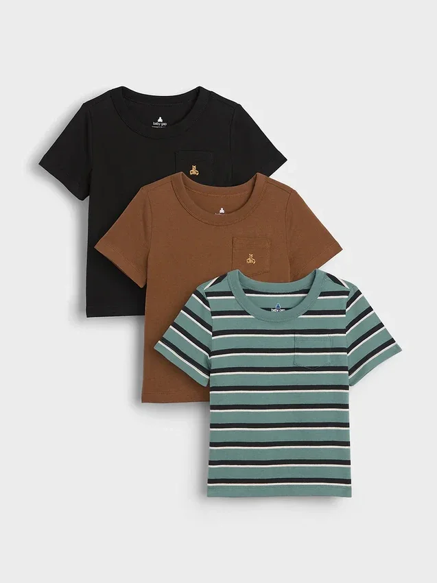 T-shirt με τσέπη για βρέφη & νήπια, σε συνδυασμούς (πακέτο 3 τεμαχίων)