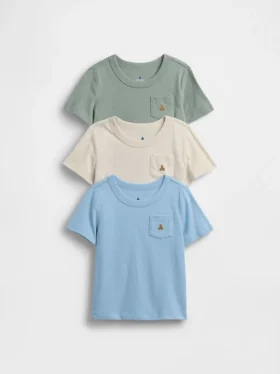 T-shirt με τσέπη για βρέφη & νήπια, σε συνδυασμούς (πακέτο 3 τεμαχίων)