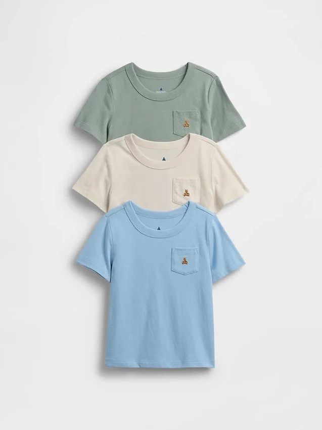 T-shirt με τσέπη για βρέφη & νήπια, σε συνδυασμούς (πακέτο 3 τεμαχίων)