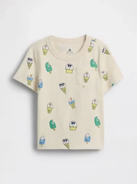 T-shirt με τσέπη και τυπωμένα μοτίβα για βρέφη & νήπια, ιδανικό για συνδυασμούς