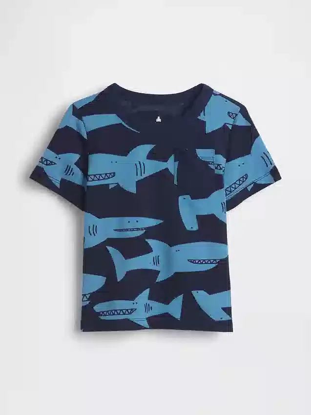 T-shirt με τσέπη και τυπωμένα μοτίβα για βρέφη & νήπια, ιδανικό για συνδυασμούς