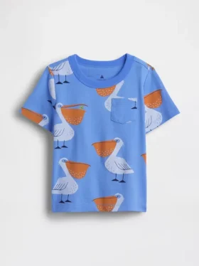 T-shirt με τσέπη και τυπωμένα μοτίβα για βρέφη & νήπια, ιδανικό για συνδυασμούς