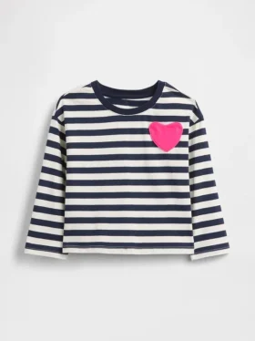 T-shirt με τσέπη σε σχήμα καρδιάς για βρέφη & νήπια, σε συνδυασμό χρωμάτων