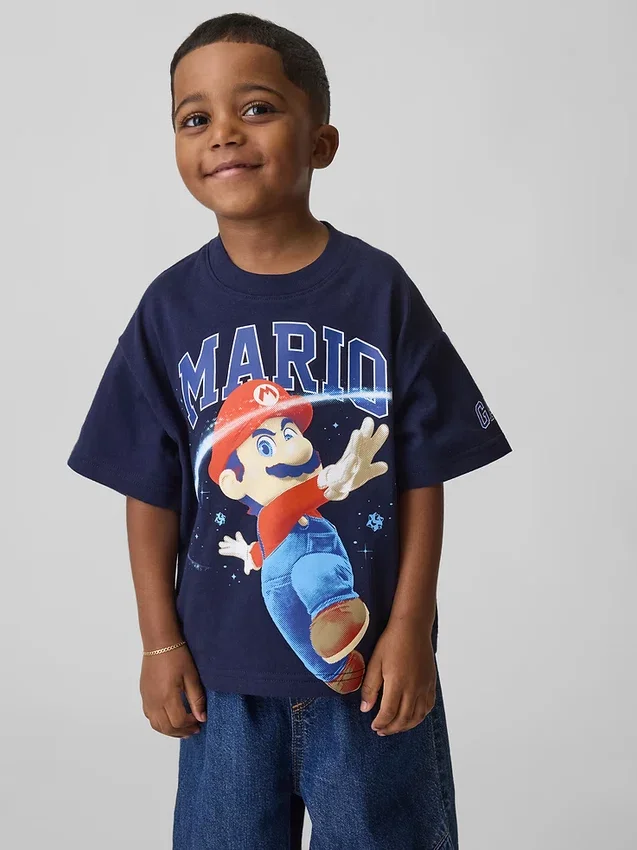Τ-shirt με υπερμεγέθη γραφικά Super Mario για νήπια