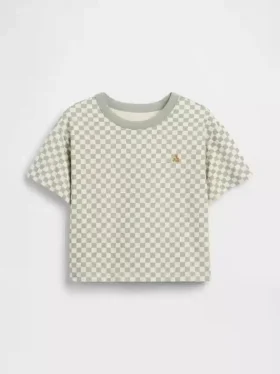 T-shirt σε φαρδιά γραμμή με καρό μοτίβο για βρέφη & νήπια