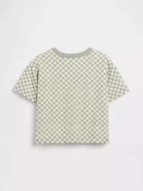 T-shirt σε φαρδιά γραμμή με καρό μοτίβο για βρέφη & νήπια