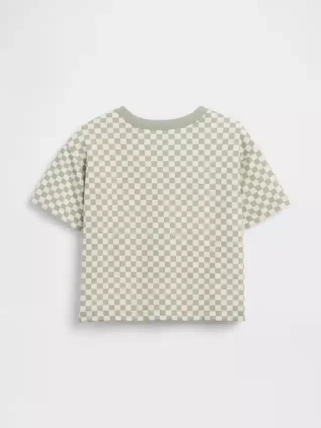 T-shirt σε φαρδιά γραμμή με καρό μοτίβο για βρέφη & νήπια