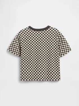 T-shirt σε φαρδιά γραμμή με καρό μοτίβο για βρέφη & νήπια