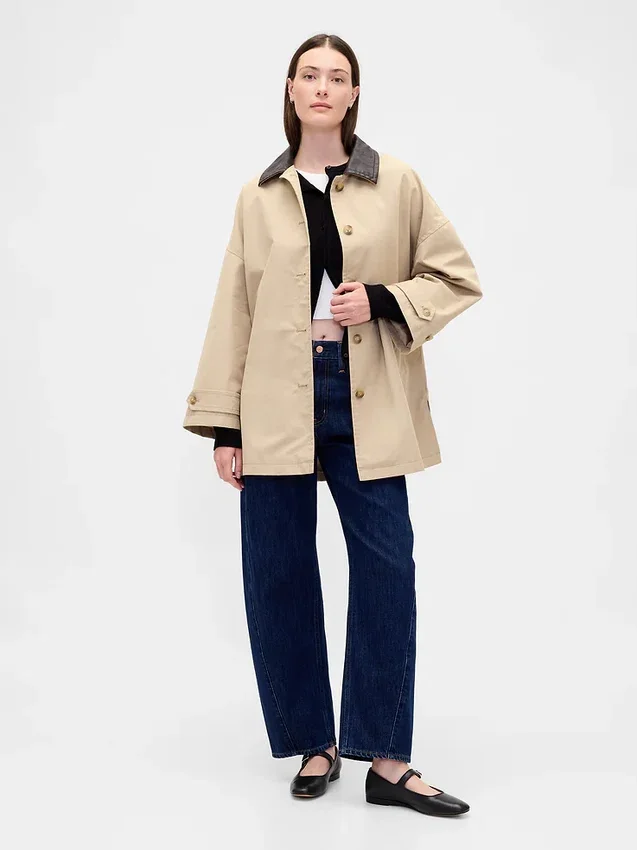 Τρεντς κοτ σε υφή twill, oversized