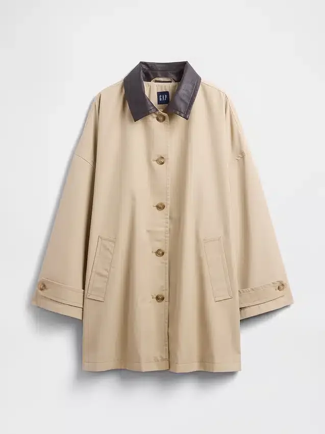 Τρεντς κοτ σε υφή twill, oversized