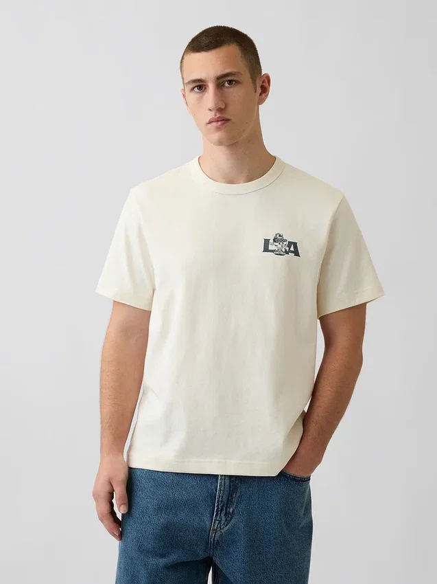 Βαρύ, άνετο T-shirt με γραφικά