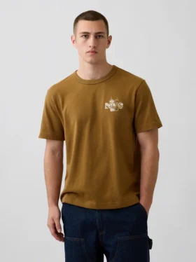 Βαρύ, άνετο T-shirt με γραφικά
