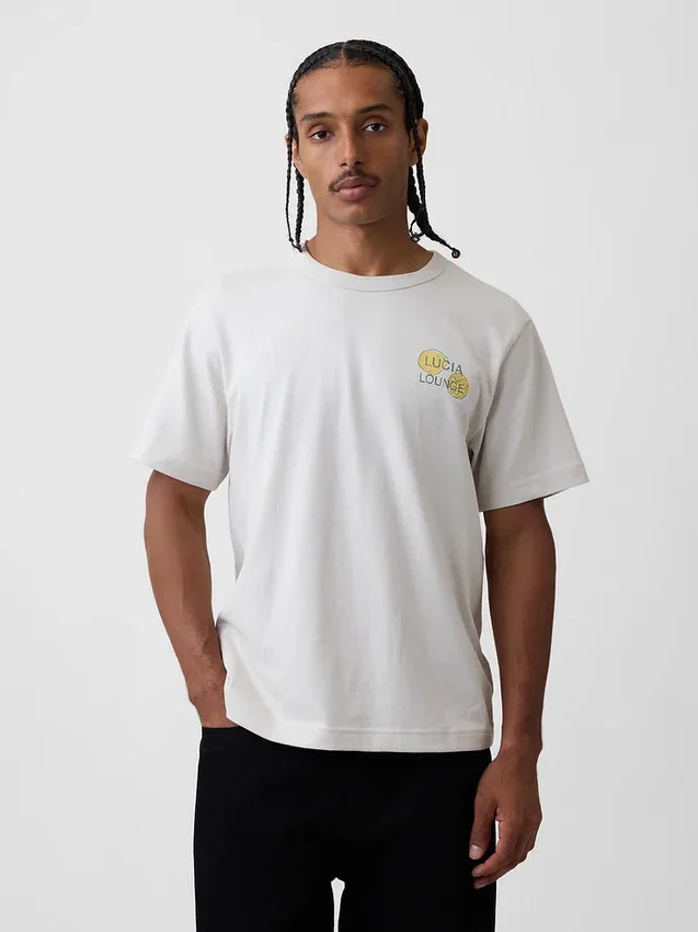 Βαρύ, άνετο T-shirt με γραφικά