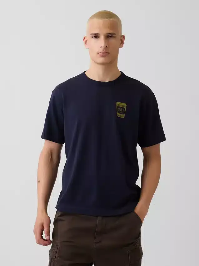 Βαρύ, άνετο T-shirt με γραφικά