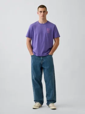 Βαρύ, άνετο T-shirt με γραφικά