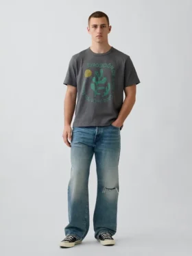 Βαρύ, άνετο T-shirt με γραφικά