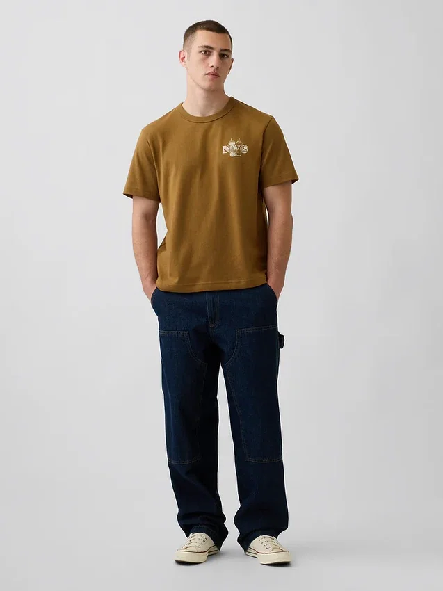 Βαρύ, άνετο T-shirt με γραφικά
