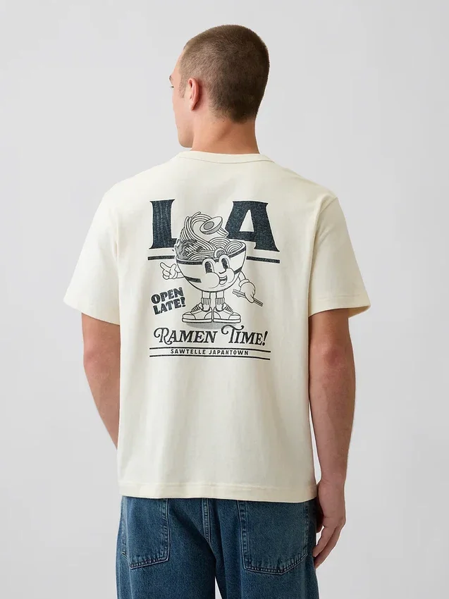 Βαρύ, άνετο T-shirt με γραφικά