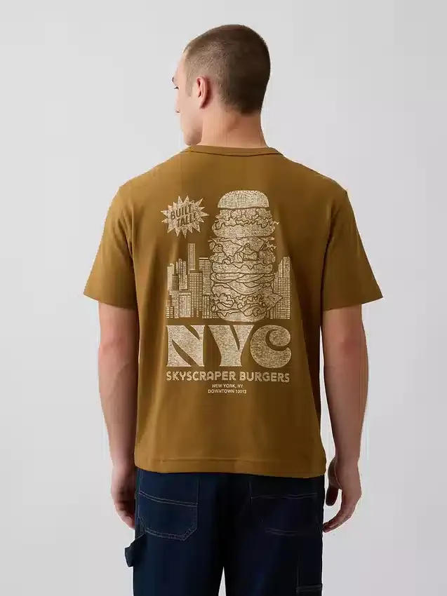 Βαρύ, άνετο T-shirt με γραφικά