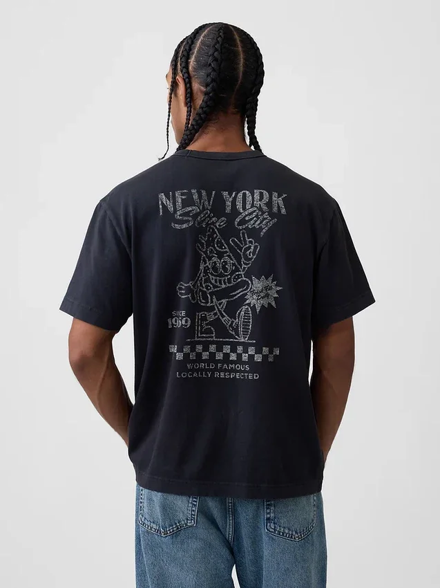 Βαρύ, άνετο T-shirt με γραφικά