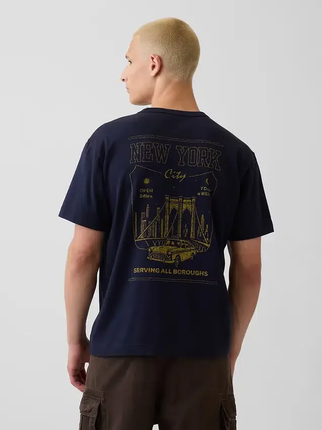 Βαρύ, άνετο T-shirt με γραφικά