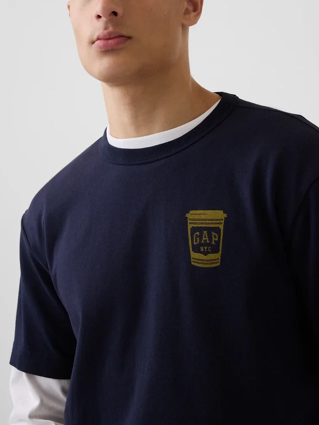 Βαρύ, άνετο T-shirt με γραφικά