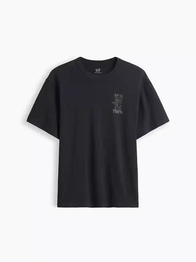 Βαρύ, άνετο T-shirt με γραφικά