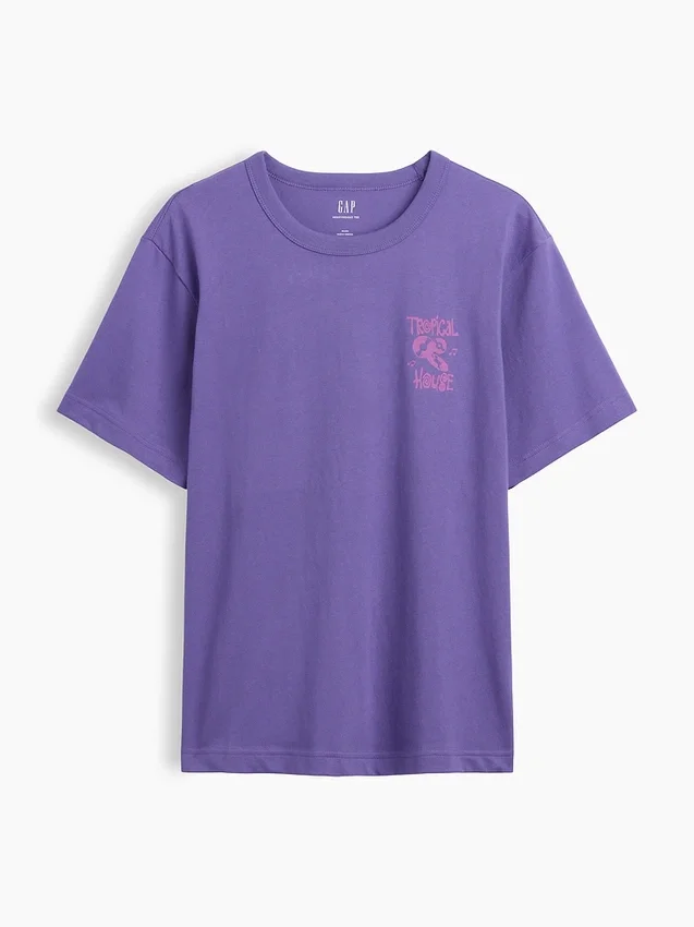 Βαρύ, άνετο T-shirt με γραφικά