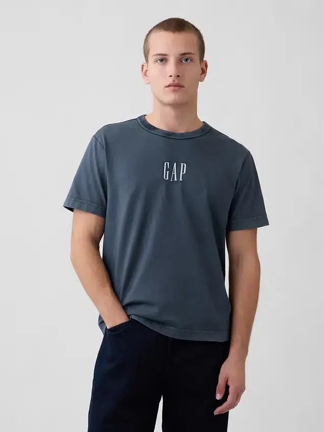 Βαρύ, χαλαρό T-shirt με λογότυπο