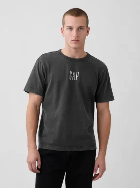 Βαρύ, χαλαρό T-shirt με λογότυπο