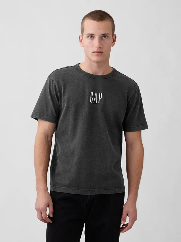 Βαρύ, χαλαρό T-shirt με λογότυπο