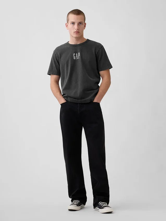 Βαρύ, χαλαρό T-shirt με λογότυπο