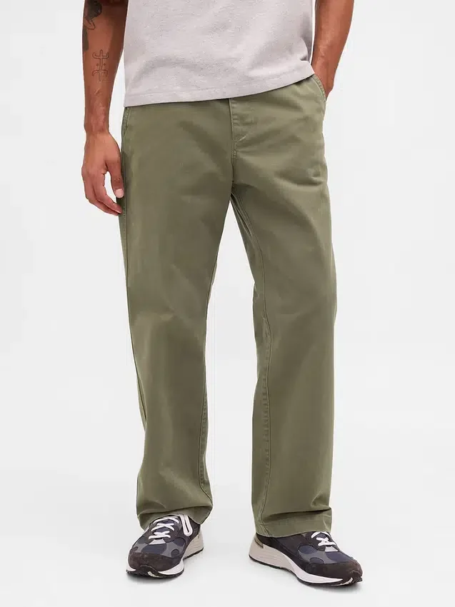 Βαρύ καμβά τύπου twill, χακί σε χαλαρή γραμμή εμπνευσμένη από τη δεκαετία του '90