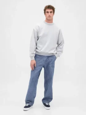 Βαρύ παντελόνι τζιν σε στυλ Chambray με φαρδιά γραμμή