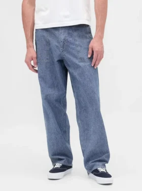 Βαρύ παντελόνι τζιν σε στυλ Chambray με φαρδιά γραμμή
