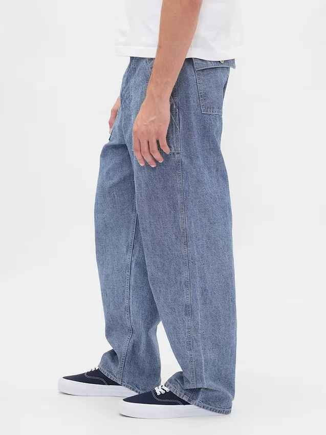 Βαρύ παντελόνι τζιν σε στυλ Chambray με φαρδιά γραμμή