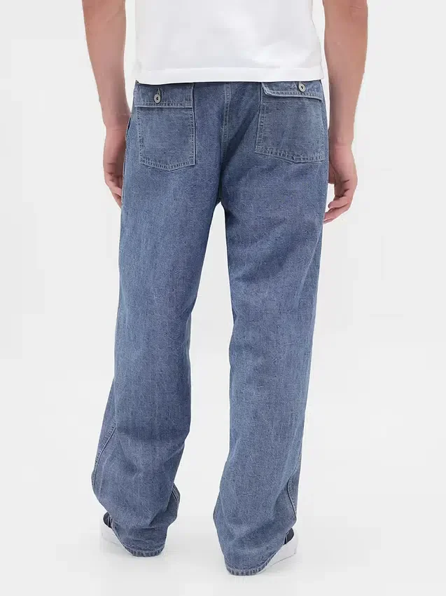 Βαρύ παντελόνι τζιν σε στυλ Chambray με φαρδιά γραμμή