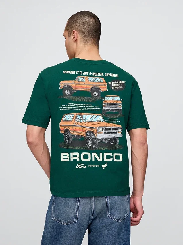 Βαρύ βαμβακερό κοντό T-shirt με σχέδιο Ford