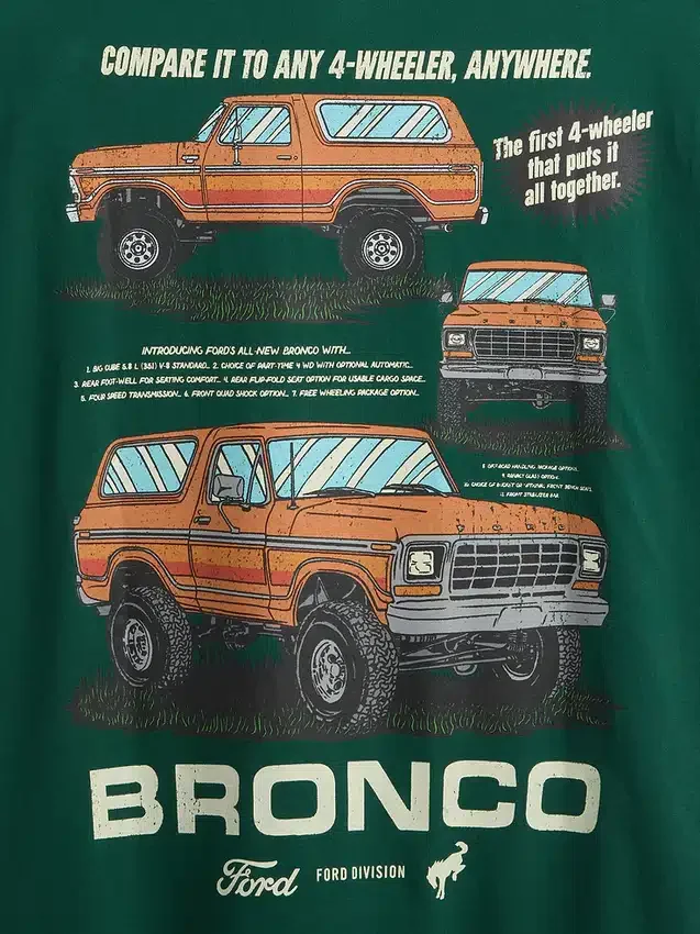 Βαρύ βαμβακερό κοντό T-shirt με σχέδιο Ford