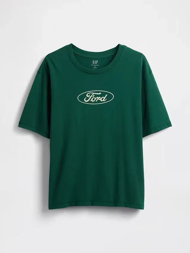 Βαρύ βαμβακερό κοντό T-shirt με σχέδιο Ford