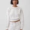 Vintagesoft Oversized Eyelet Crop Φούτερ