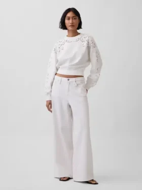 Vintagesoft Oversized Eyelet Crop Φούτερ