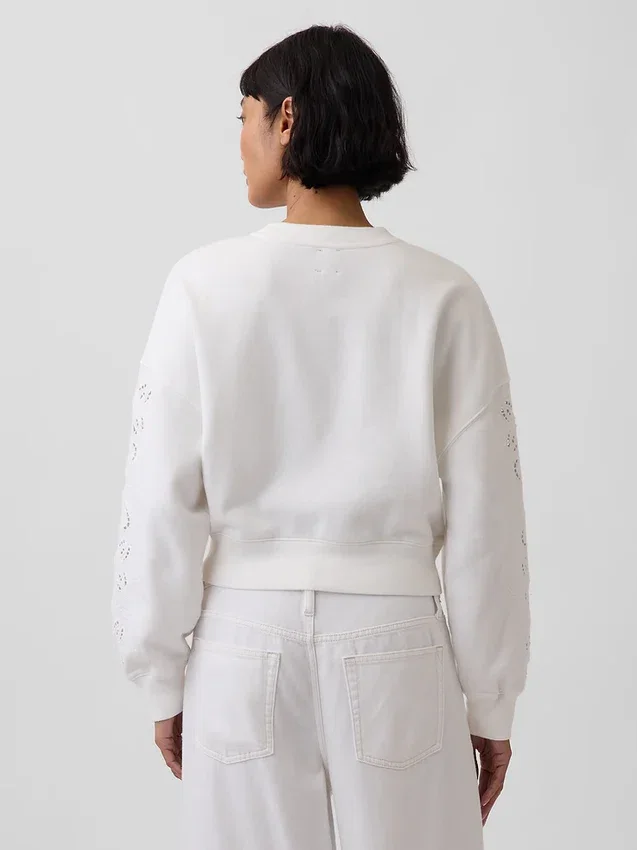 Vintagesoft Oversized Eyelet Crop Φούτερ