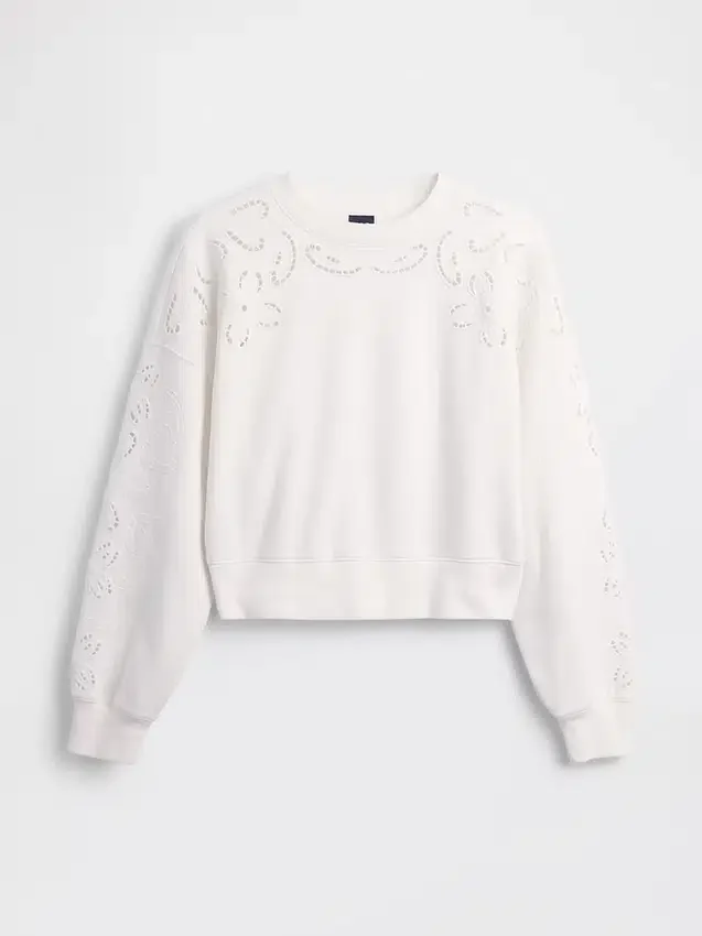 Vintagesoft Oversized Eyelet Crop Φούτερ