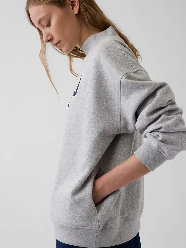 Vintagesoft Oversized Mockneck Logo Sweatshirt
