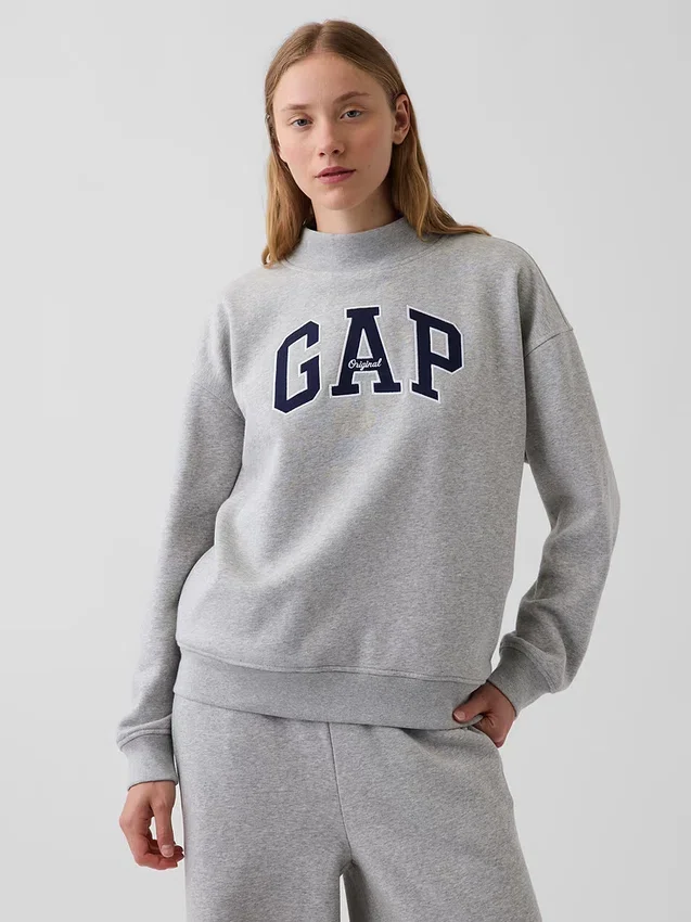 Vintagesoft Oversized Mockneck Logo Sweatshirt